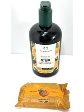 The Body Shop Satsuma Shower Gel 750ml + Soap Bar Citrus Skincare Set NEW